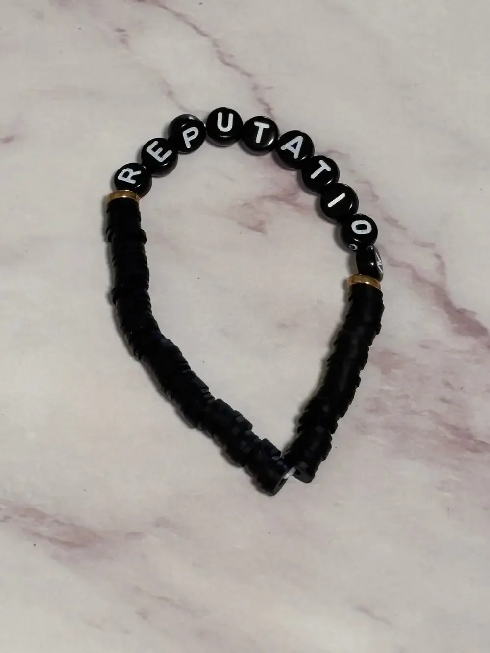 Reputation Black Heishi Word Bracelet 7